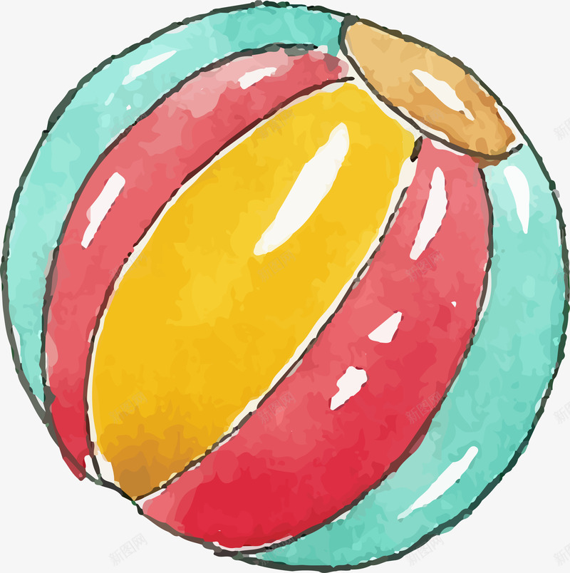彩色水彩手绘沙滩排球png免抠素材_88icon https://88icon.com 卡通 彩色 水彩手绘 沙滩排球 清新 矢量图案