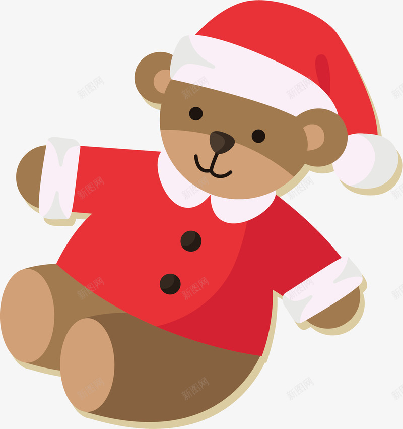 圣诞小熊装扮矢量图ai免抠素材_88icon https://88icon.com 动物 卡通手绘 可爱 宠物 棕色小熊 水彩 红色帽子 矢量图