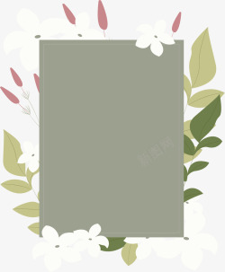 白色茉莉花装饰框矢量图素材
