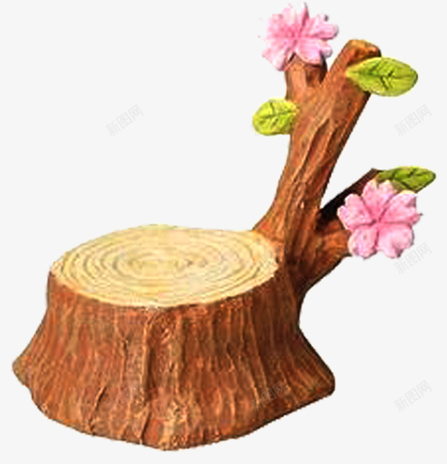 树桩工艺品png免抠素材_88icon https://88icon.com 工艺品 摆件 树桩 树的年轮 棕色 粉色花 装饰品