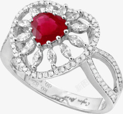 实物时光秘钥红宝石镶钻戒指素材