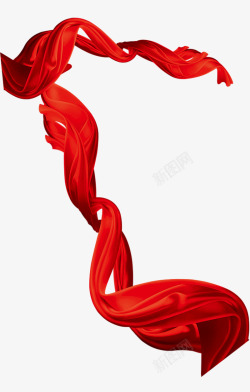 红色飘扬彩带飞舞修饰丝带素材