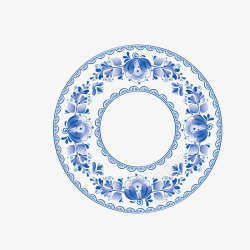 青花瓷器圆盘环状花纹素材