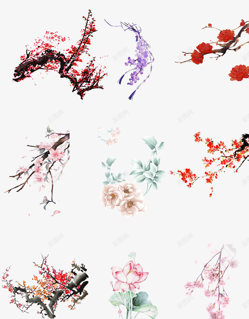 中国风梅花荷花元素psd免抠素材_88icon https://88icon.com 中国风梅花 古风远山 古风风景 国画梅花 手绘梅花 梅花 梅花花瓣