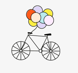青春季挂气球的自行车素材