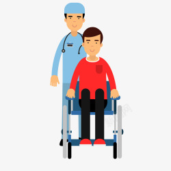 轮椅病人医生卡通医疗人物素矢量图素材