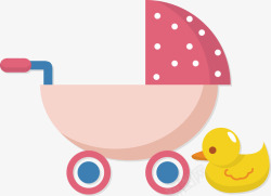 蓝色澡盆水彩水墨卡通婴儿用品婴儿车高清图片
