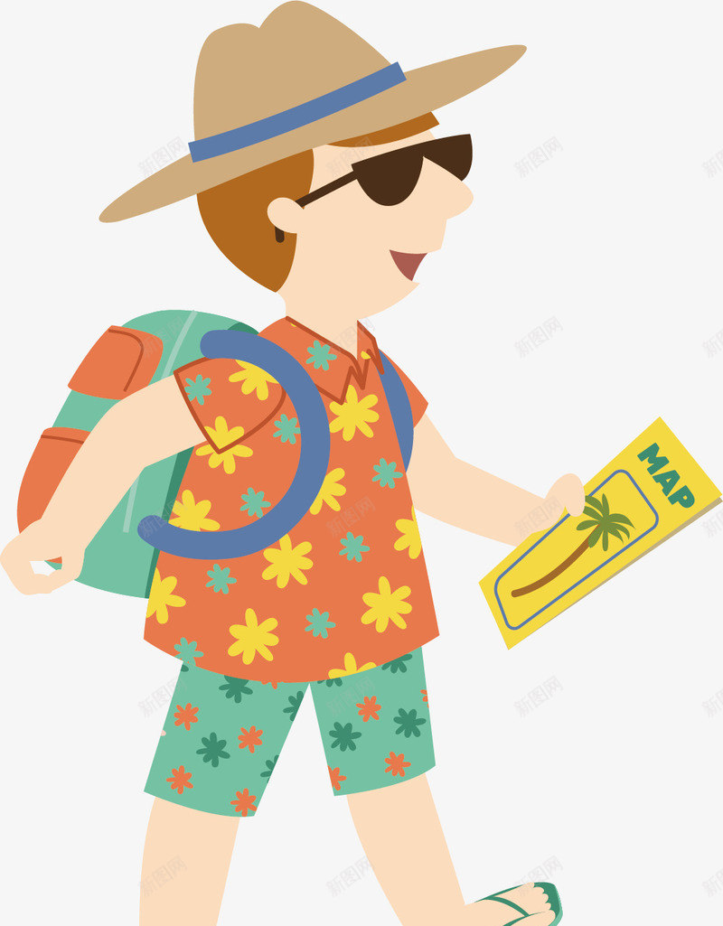拿着地图去南方旅游的男人矢量图ai免抠素材_88icon https://88icon.com 地图 开心 手绘 旅游 旅行 旅行包 矢量图