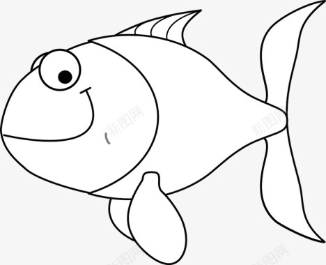 手绘卡通线条鱼图标图标