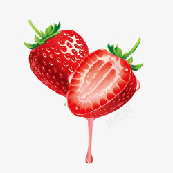 水果新鲜手绘草莓插画高清图片