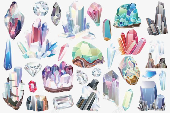 彩色水晶png免抠素材_88icon https://88icon.com 创意宝石 彩色宝石 晶体 紫水晶 钻石
