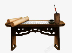 棕色复古木头书桌素材