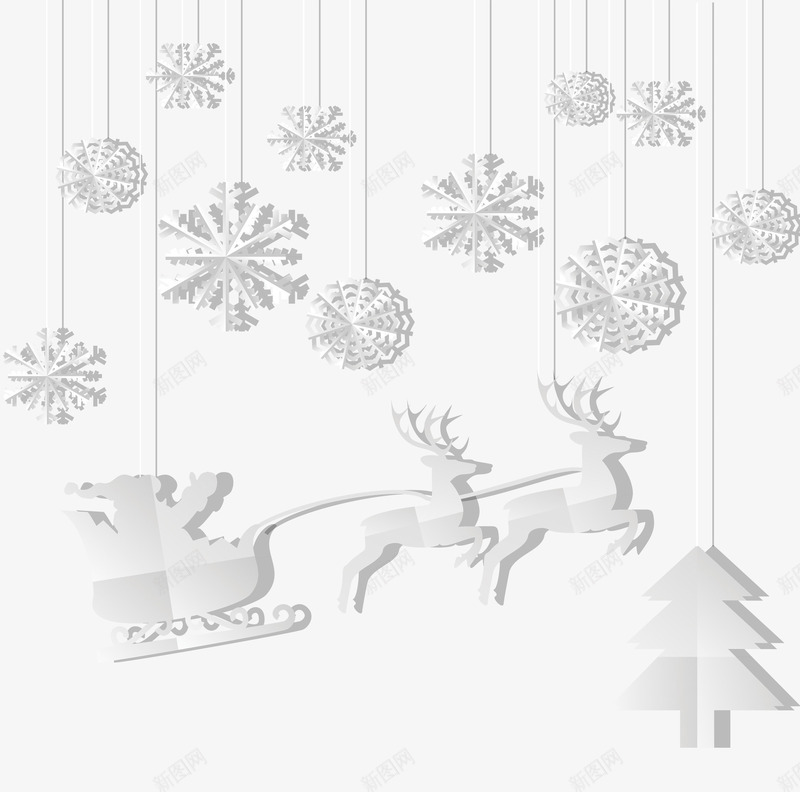 圣诞节白色折纸png免抠素材_88icon https://88icon.com 卡通 圣诞树 圣诞老人 圣诞节 折纸 白色 雪花 麋鹿