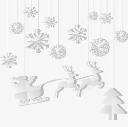 白色圣诞树圣诞节白色折纸高清图片