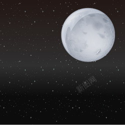 满月之喜夜空中的星星和月亮矢量图高清图片