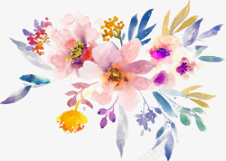 手绘水彩春天花朵素材