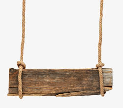 缺角用麻绳挂着的木板实物素材