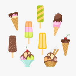 夏天冰淇淋甜筒矢量图素材