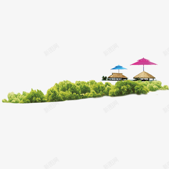 夏天景色png免抠素材_88icon https://88icon.com 夏天 粉色 绿树 绿色 遮阳伞