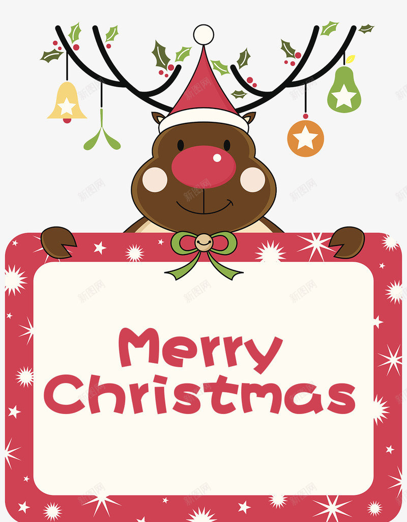 卡通圣诞节麋鹿贺卡png免抠素材_88icon https://88icon.com nbsp 促销 可爱 吊饰 圣诞老人 圣诞节 圣诞贺卡 插画漫画 标签牌 缤纷 雪花 麋鹿