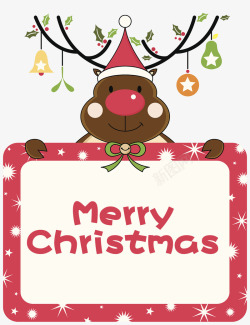 圣诞节促销标牌卡通圣诞节麋鹿贺卡高清图片