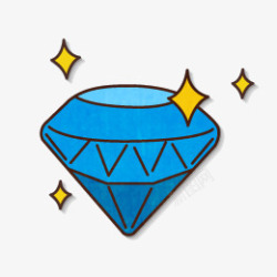 卡通蓝色钻石星星素材