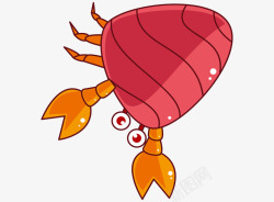 卡通手绘海底红色螃蟹素材