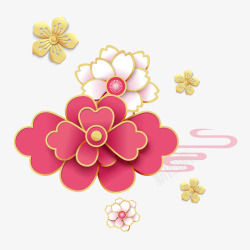 春节纹理素材红色富贵花朵元素矢量图高清图片