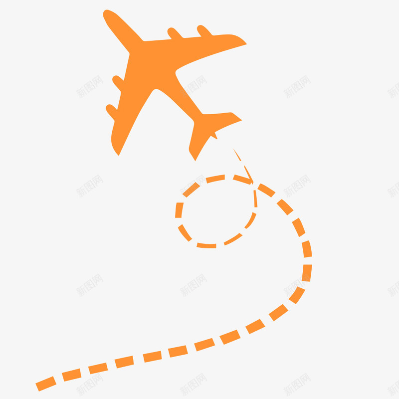 手绘飞机线路png免抠素材_88icon https://88icon.com 回家路线 春运地图 橙色飞机 线路 航空路线 飞机