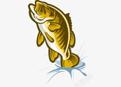 卡通手绘跃出水面的鱼插画素材