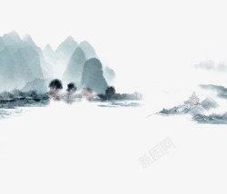 素气古典素雅中国风山水墨画高清图片