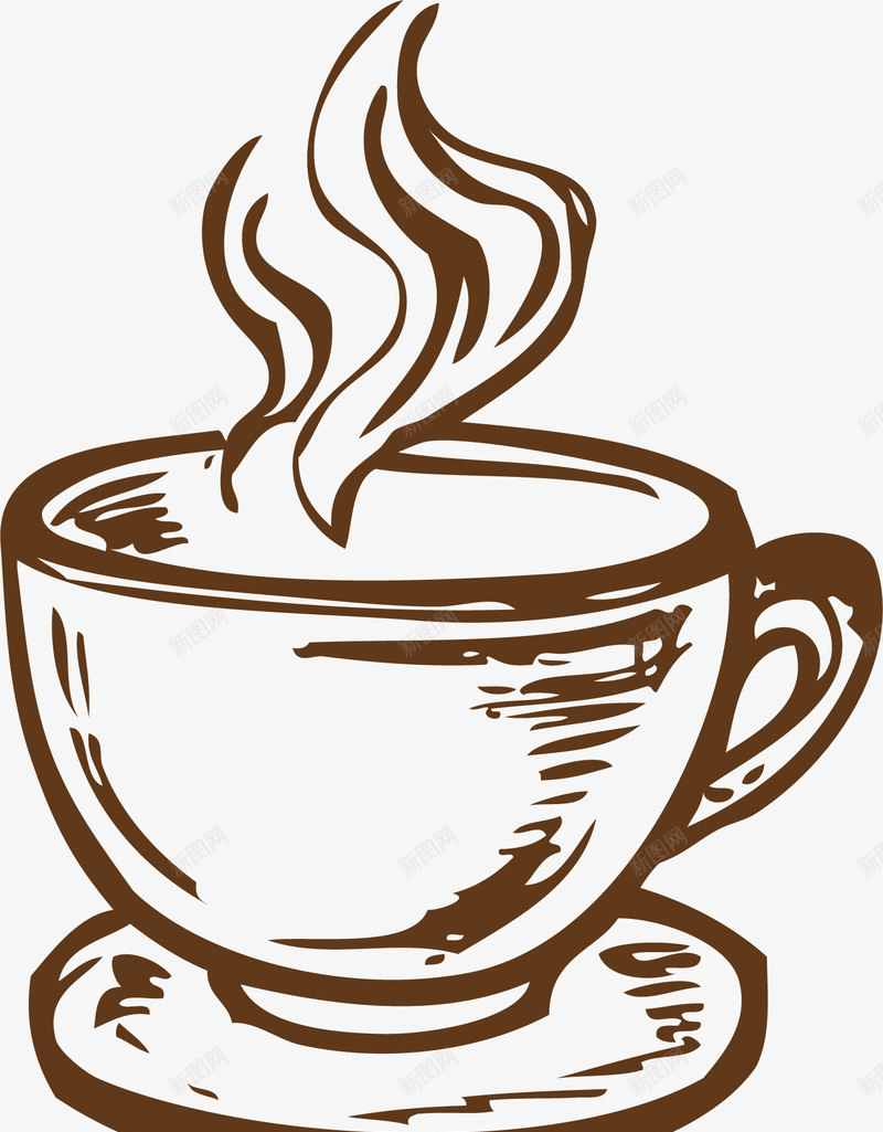 手绘咖啡png免抠素材_88icon https://88icon.com 卡通 咖啡 手绘 杯具 杯子 棕色 水彩 漂浮的烟雾 茶具