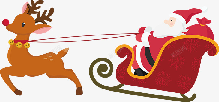 麋鹿圣诞老人坐车png免抠素材_88icon https://88icon.com 圣诞老人 圣诞节 圣诞节老公公 坐车 麋鹿拉车 麋鹿挂件