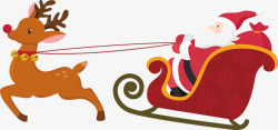 可爱圣诞节麋鹿麋鹿圣诞老人坐车高清图片