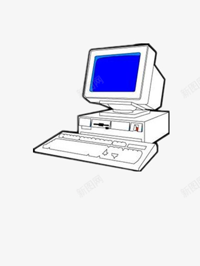 卡通电脑png免抠素材_88icon https://88icon.com 互联网 台式电脑 科技 老式电脑 蓝屏