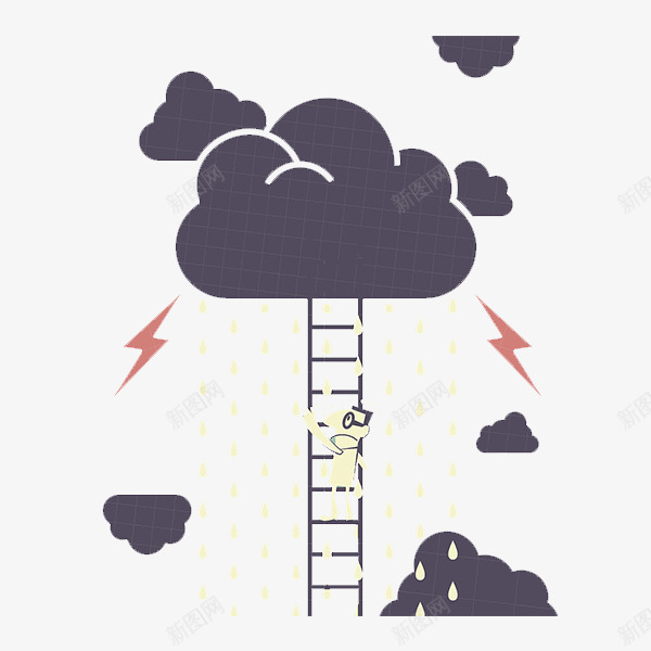 雷雨天气png免抠素材_88icon https://88icon.com 下雨天 乌云闪电 乌云雷电 楼梯 爬楼梯 爬楼梯的人 黑色的云