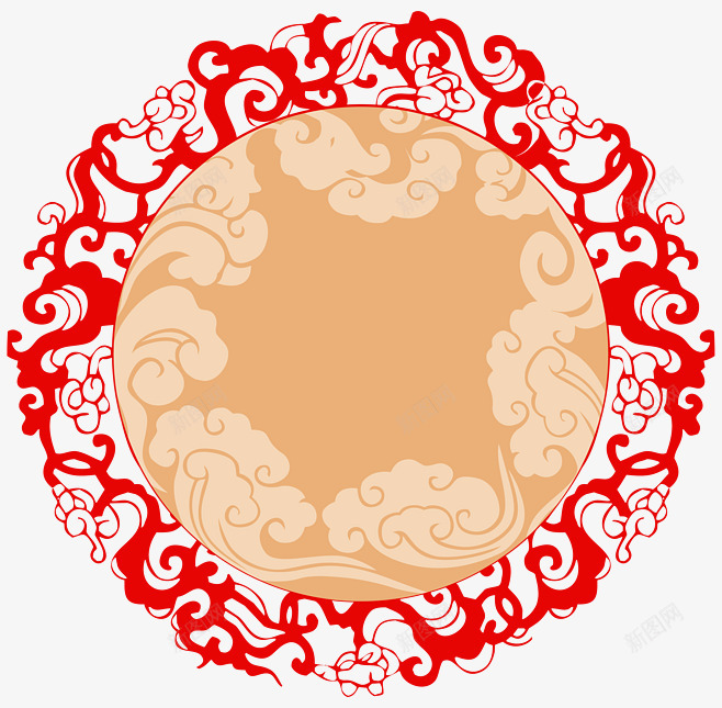 中秋的月亮与纹样装饰png免抠素材_88icon https://88icon.com 中秋 中秋的月亮 祥云 纹样 边缘纹样