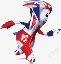 奔跑的国旗卡通人物伦敦奥运会素材