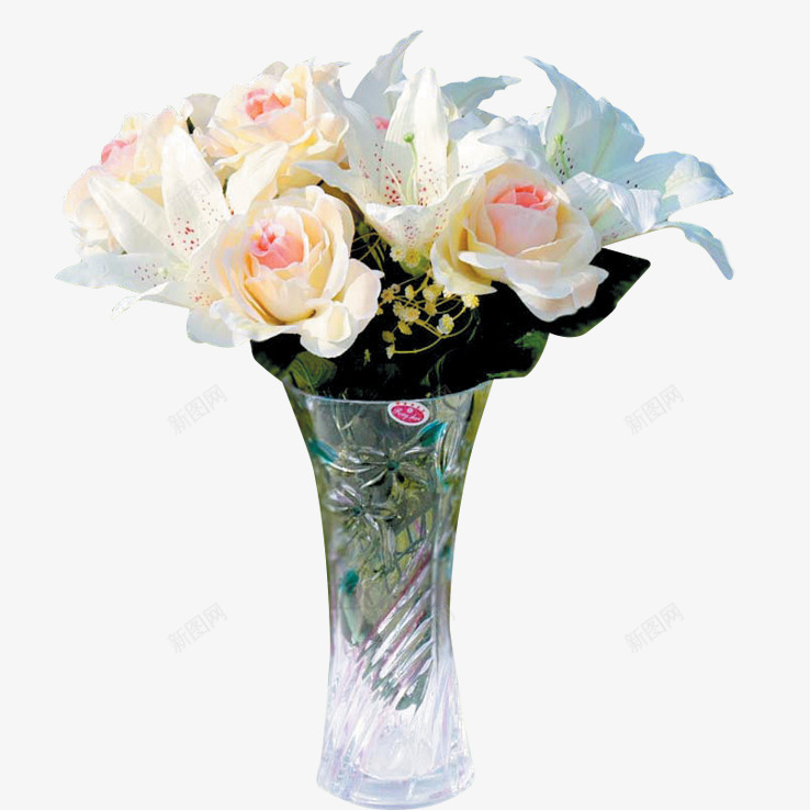 玻璃瓶中的玫瑰png免抠素材_88icon https://88icon.com 产品实物 包装 插花 玫瑰 玻璃瓶 白色 透明 鲜花