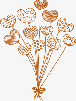 棕色简约爱心气球装饰图案素材