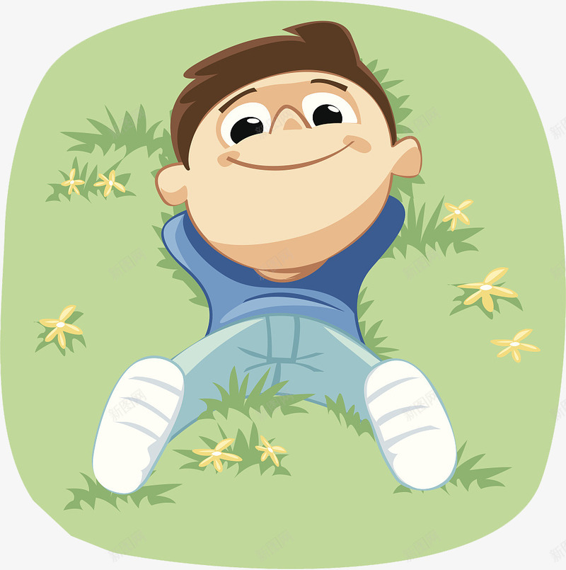 可爱卡通人物躺在草坪上的小男孩png免抠素材_88icon https://88icon.com 人物 卡通 可爱 小男孩 枕着胳膊 草地上的人 躺在草坪上