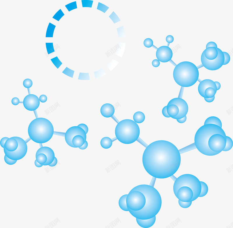 蓝色分子矢量图ai免抠素材_88icon https://88icon.com 分子 化学 化学结构 生物 细胞 结构 矢量图