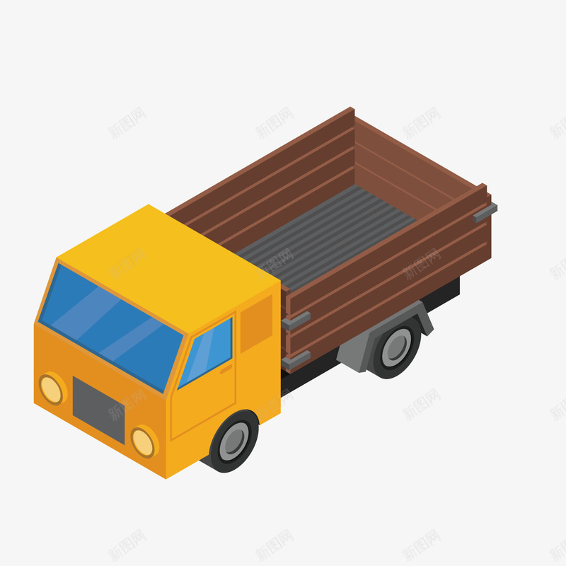 一个立体化的卡通货车矢量图ai免抠素材_88icon https://88icon.com 卡车 汽车 物流 立体化 货车 货运 运输车 矢量图