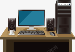 电脑桌与电脑主机素材