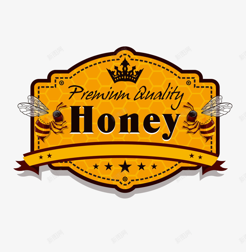 蜜蜂黄标签不规则印章贴纸png免抠素材_88icon https://88icon.com 印章 标签 蜜蜂黄 贴纸