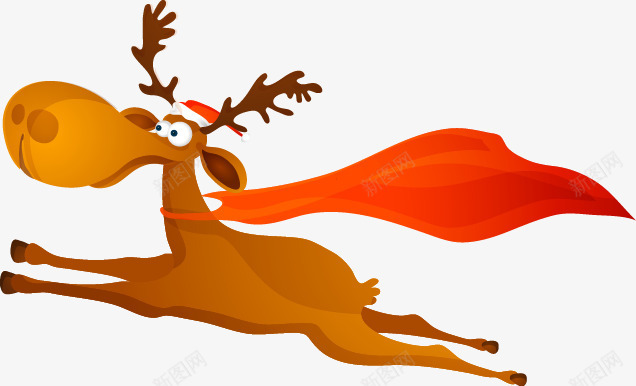 奔跑的小鹿png免抠素材_88icon https://88icon.com 圣诞节 奔跑 小鹿 红色绸