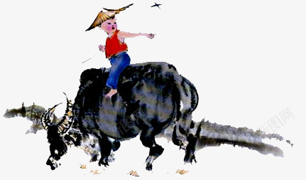 水墨牧童放牛png免抠素材_88icon https://88icon.com 传统素材 水墨牧童放牛 清明节元素