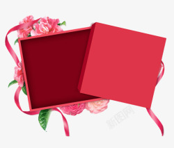 情人节花朵卡通礼盒红色素材