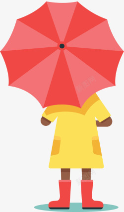 下雨天打伞的女孩矢量图素材