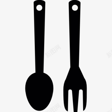 厨房用具勺子和叉子倒图标图标